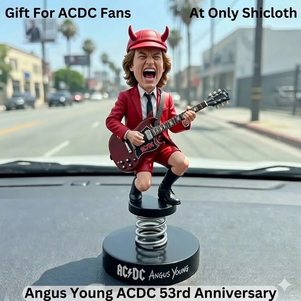 Angus Young ACDC 53rd Anniversary Car Dashboard - Adult & Kids T-Shirts, Sweatshirts & Hoodies apparel design preview 1