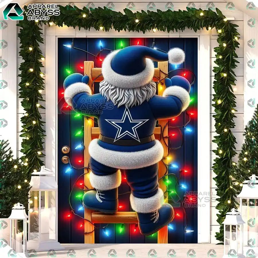 Dallas Cowboys Santa Claus Premium Door Cover - Adult & Kids T-Shirts, Sweatshirts & Hoodies apparel design preview 1