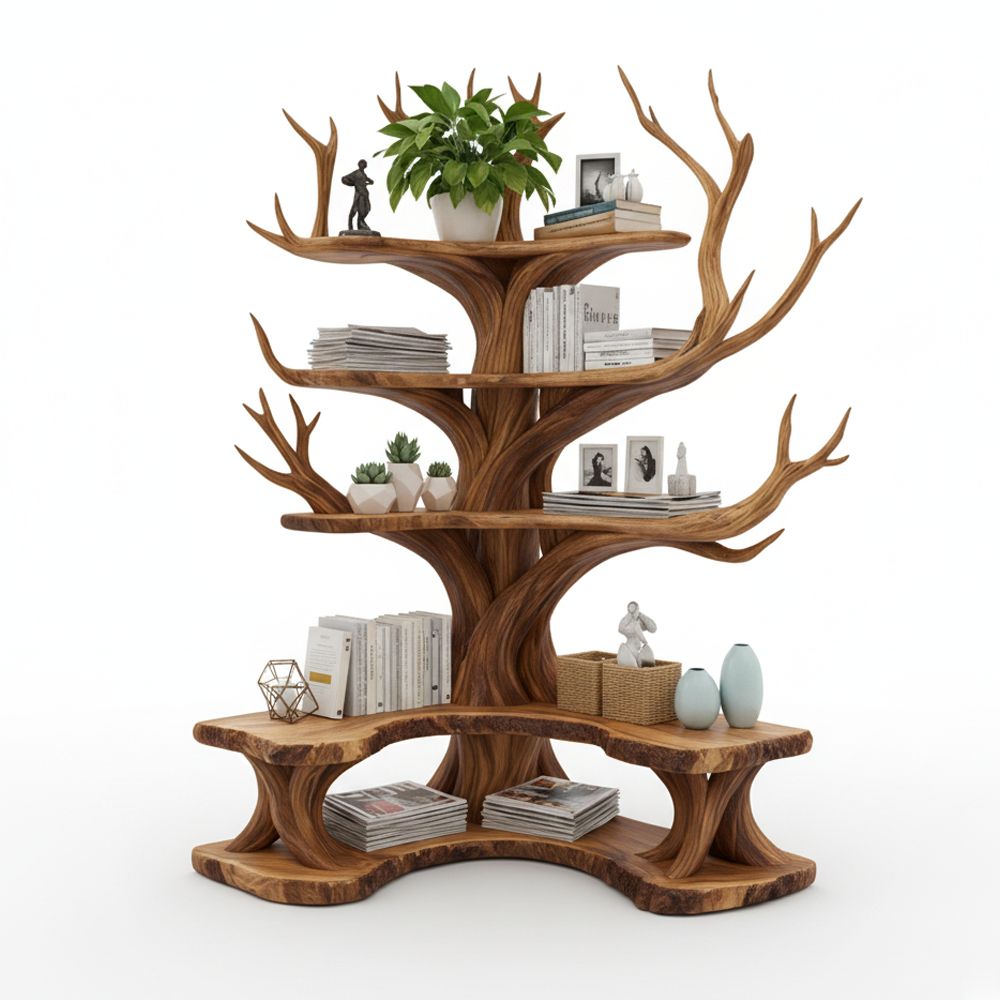 Tree Branch Bookshelf with L-Shaped Bench Handcrafted - Adult & Kids T-Shirts, Sweatshirts & Hoodies apparel design preview 1