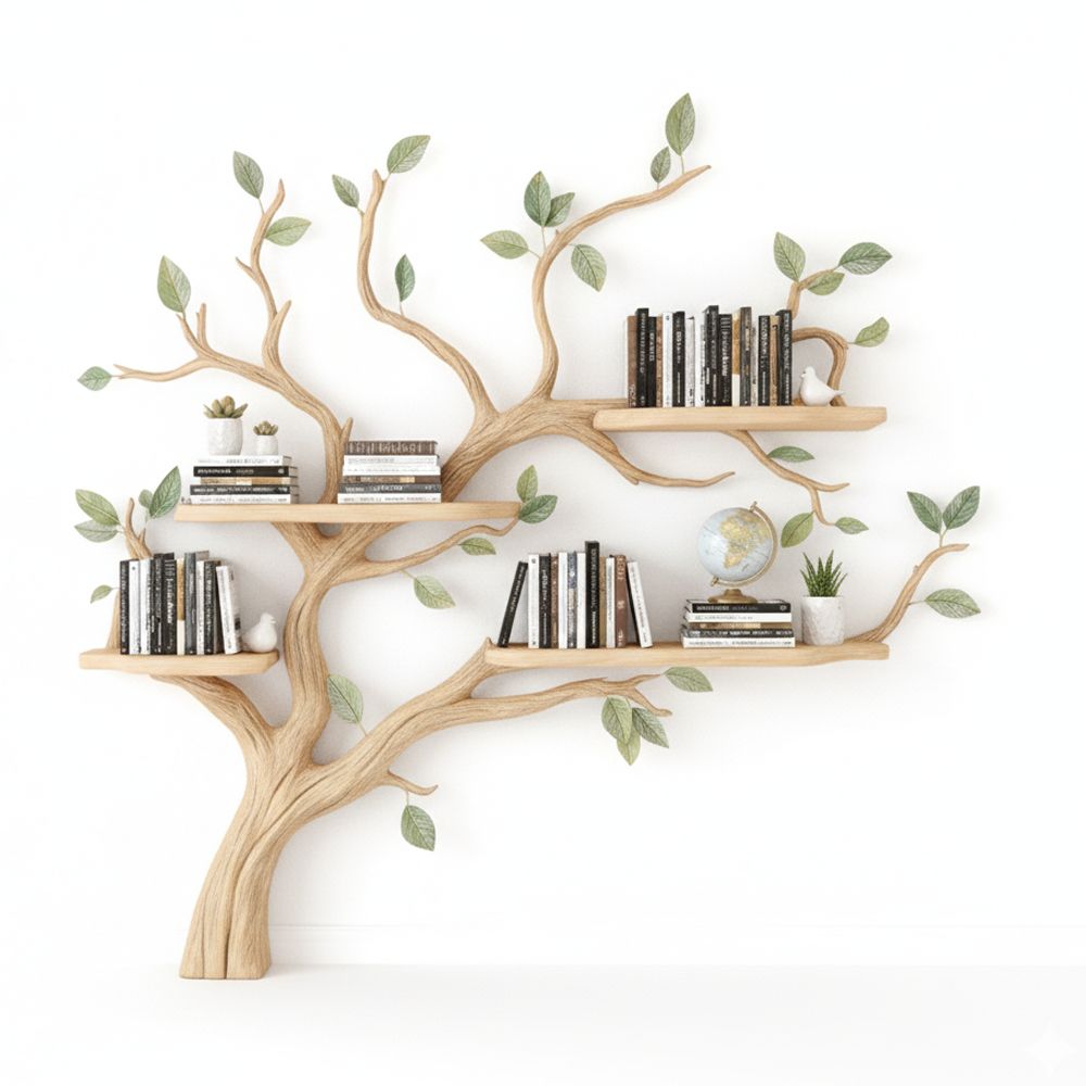 Tree Bookshelf Handcrafted Wooden Wall Shelf with - Adult & Kids T-Shirts, Sweatshirts & Hoodies apparel design preview 1