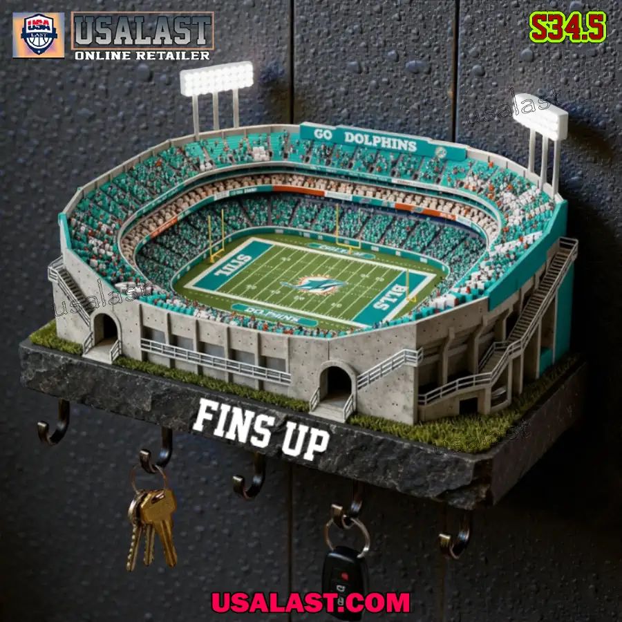 Miami Dolphins Sports Stadium Key Hooks, Holder - Adult & Kids T-Shirts, Sweatshirts & Hoodies apparel design preview 1