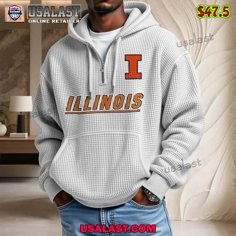 Illinois Fighting Illini Waffle Half Zip - Adult & Kids T-Shirts, Sweatshirts & Hoodies apparel design preview 1