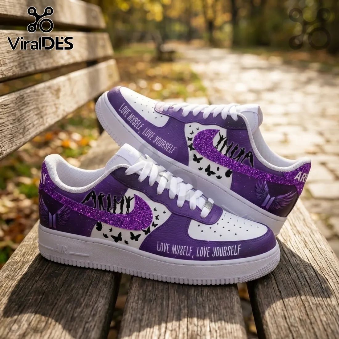 BTS Purple Butterfly Air Force 1 Sneakers - Adult & Kids T-Shirts, Sweatshirts & Hoodies apparel design preview 1