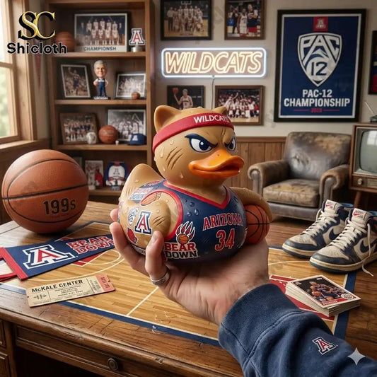 Arizona Wildcats Bear Down Basketball Resin Duck - Adult & Kids T-Shirts, Sweatshirts & Hoodies apparel design preview 1