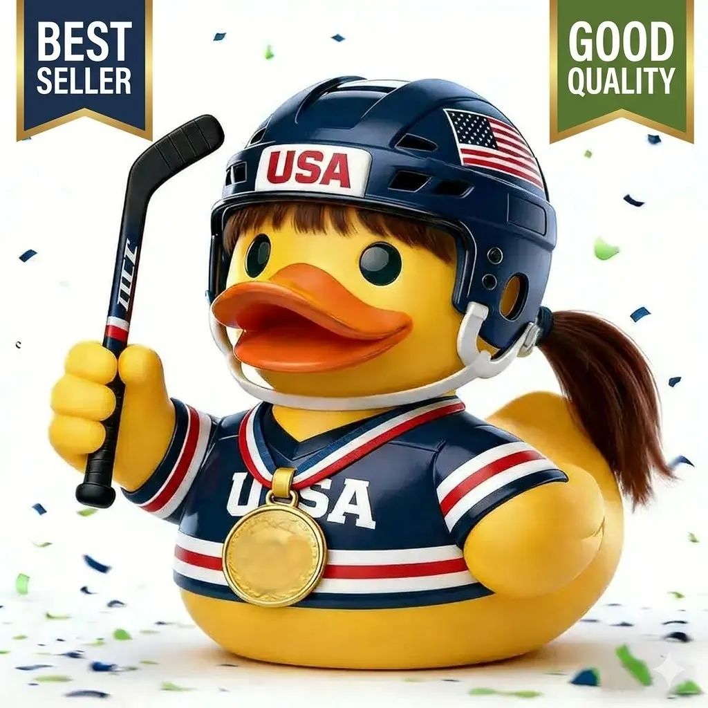 USA Womans Hockey Olympic Gold Medal Duck - Adult & Kids T-Shirts, Sweatshirts & Hoodies apparel design preview 1