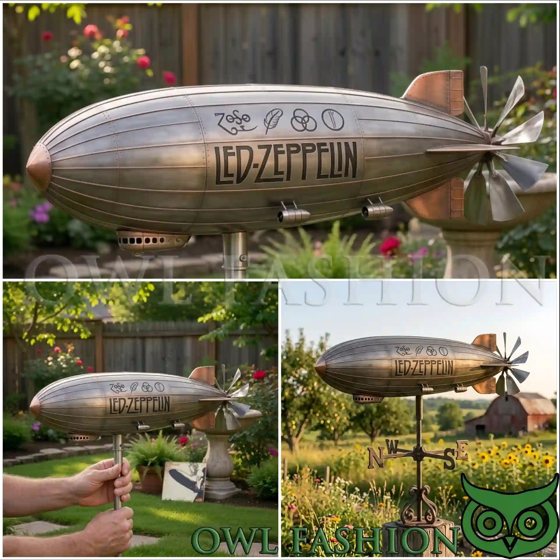 3D Design Led Zeppelin Blimp Garden Wind Spinner - Adult & Kids T-Shirts, Sweatshirts & Hoodies apparel design preview 1