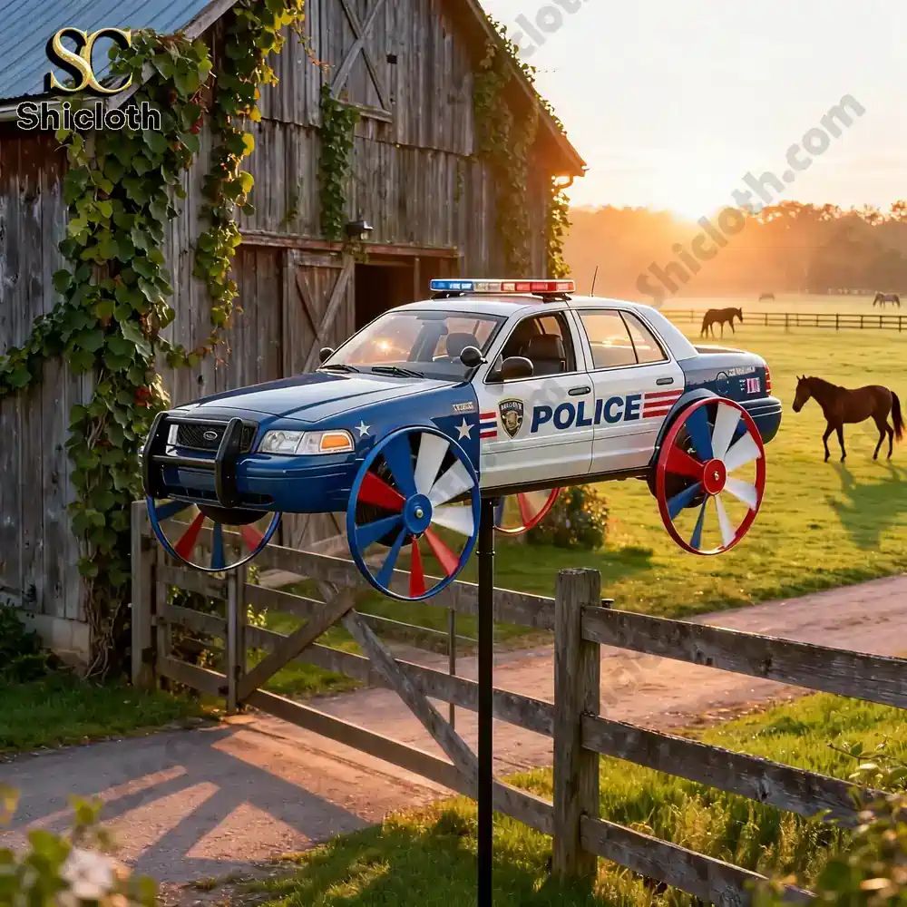 Police Car Garden Wind Spinner - Adult & Kids T-Shirts, Sweatshirts & Hoodies apparel design preview 1