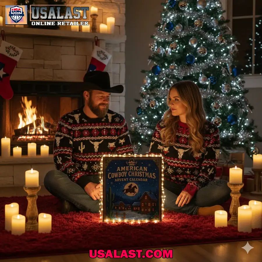 2025 American Cowboys Christmas Advent Calendar - Adult & Kids T-Shirts, Sweatshirts & Hoodies apparel design preview 1