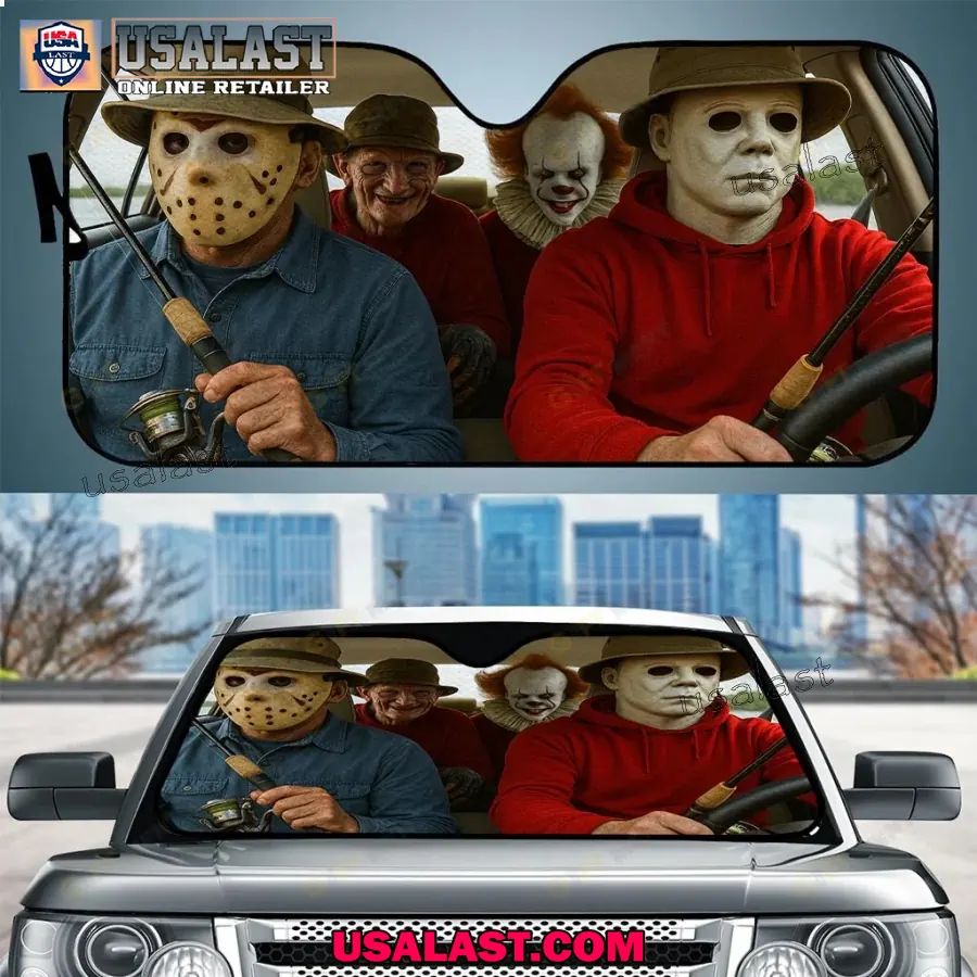 Fishing Horror Movie Characters Car Sunshade, - Adult & Kids T-Shirts, Sweatshirts & Hoodies apparel design preview 1
