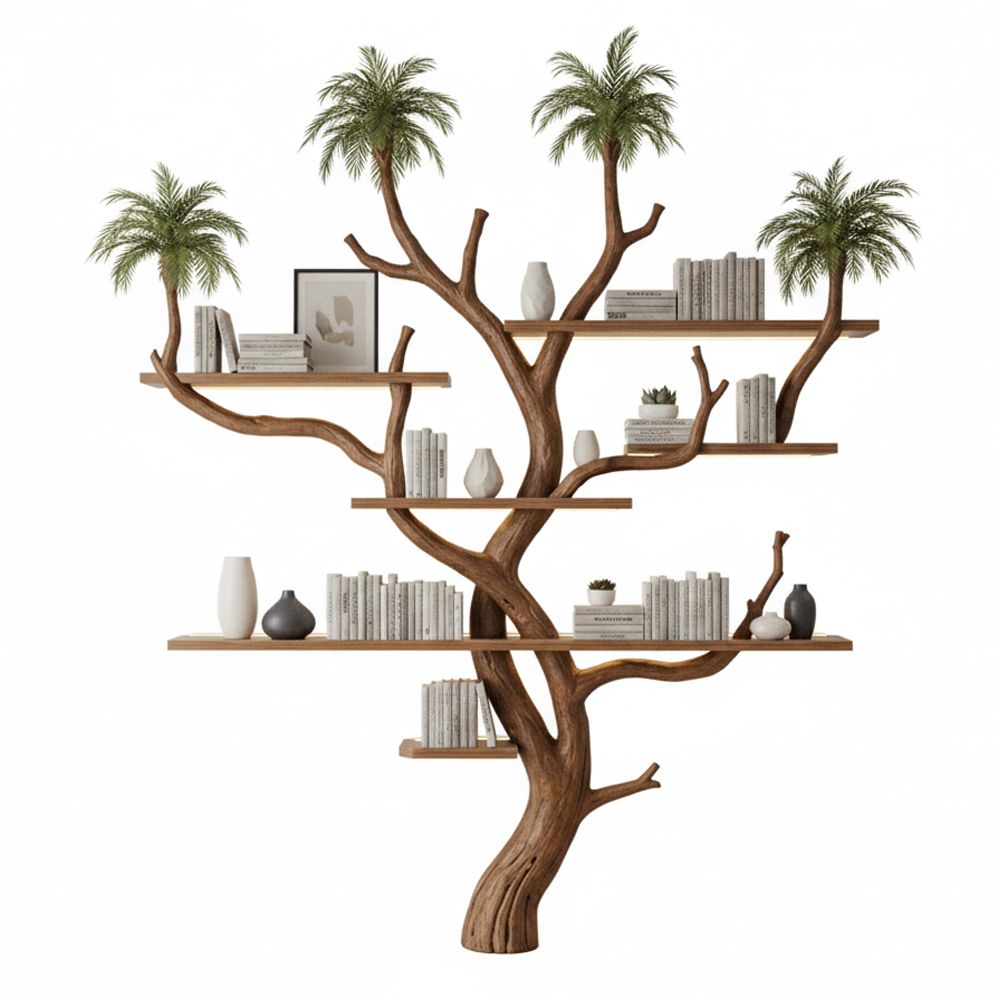 Handcrafted Tree Branch Bookshelf Solid Wood - Adult & Kids T-Shirts, Sweatshirts & Hoodies apparel design preview 1