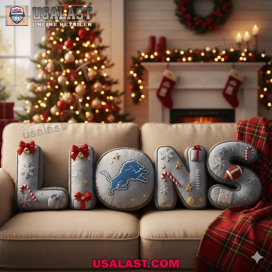 Detroit Lions Christmas Plush Pillow - Adult & Kids T-Shirts, Sweatshirts & Hoodies apparel design preview 1