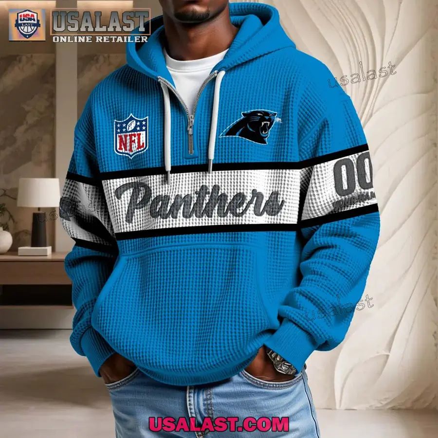 Carolina Panthers Waffle Half Zip - Adult & Kids T-Shirts, Sweatshirts & Hoodies apparel design preview 1