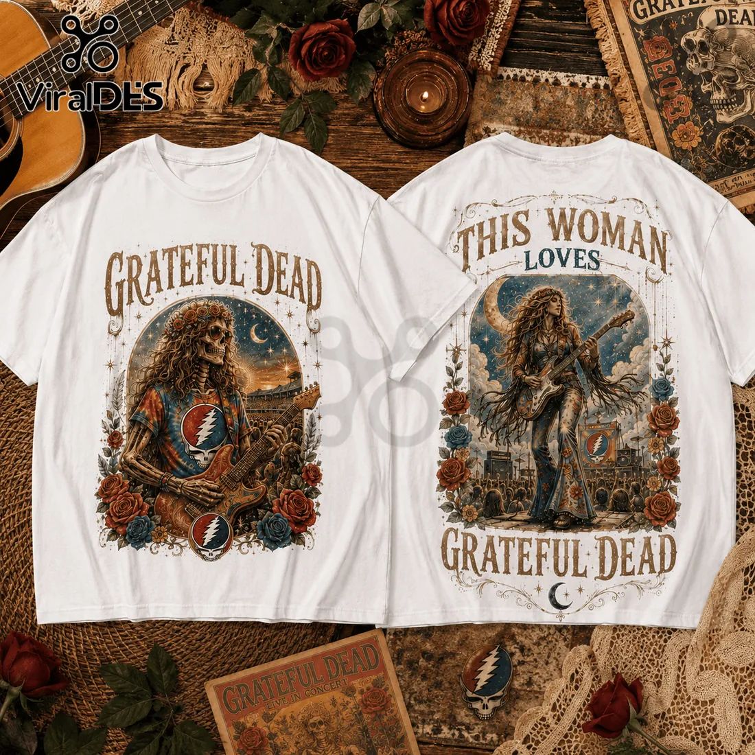This Woman Loves Grateful Dead Vintage - Adult & Kids T-Shirts, Sweatshirts & Hoodies apparel design preview 1
