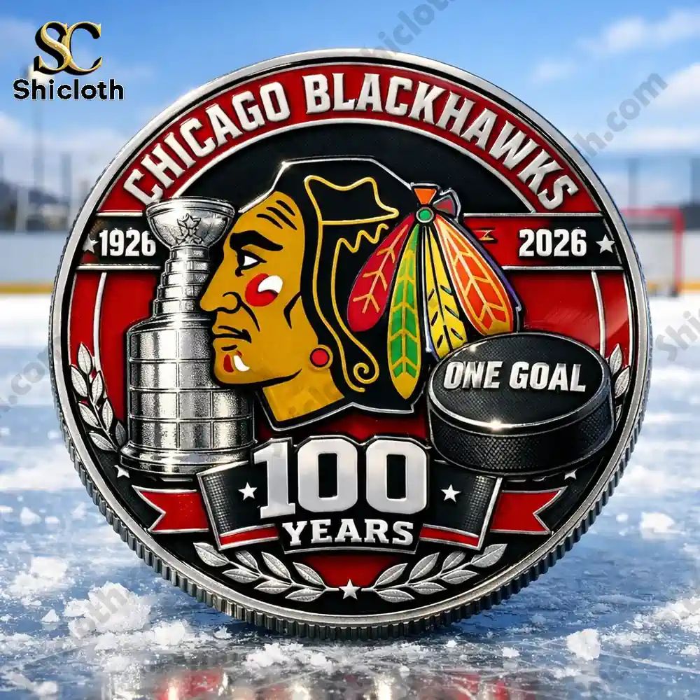 Chicago Blackhawks 100th Anniversary Champions Coin - Adult & Kids T-Shirts, Sweatshirts & Hoodies apparel design preview 1
