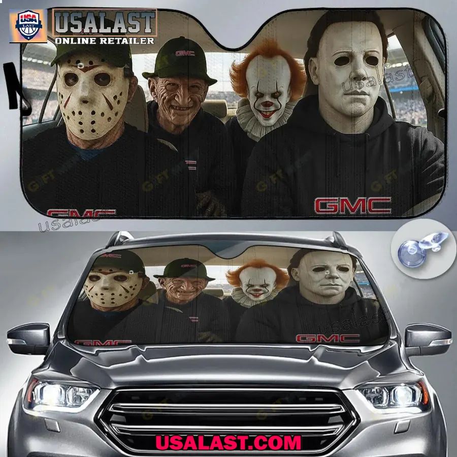 GMC x Horror Movie Characters Car Sunshade, - Adult & Kids T-Shirts, Sweatshirts & Hoodies apparel design preview 1