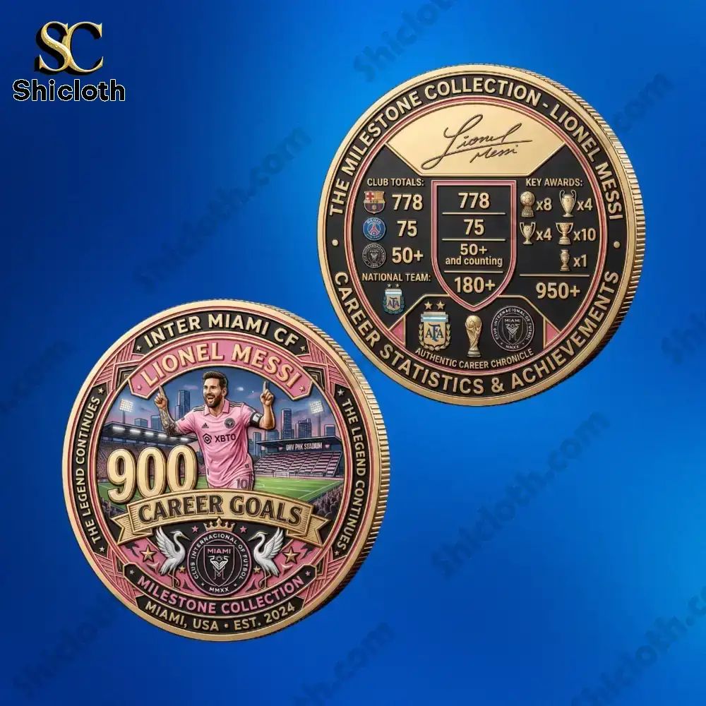 Messi The Goat 900th Goal Coin - Adult & Kids T-Shirts, Sweatshirts & Hoodies apparel design preview 1