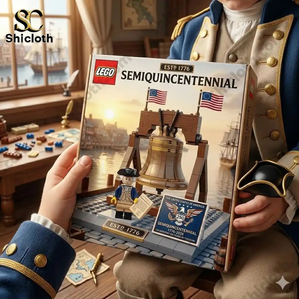 American Independence 250th Anniversary Building - Adult & Kids T-Shirts, Sweatshirts & Hoodies apparel design preview 1