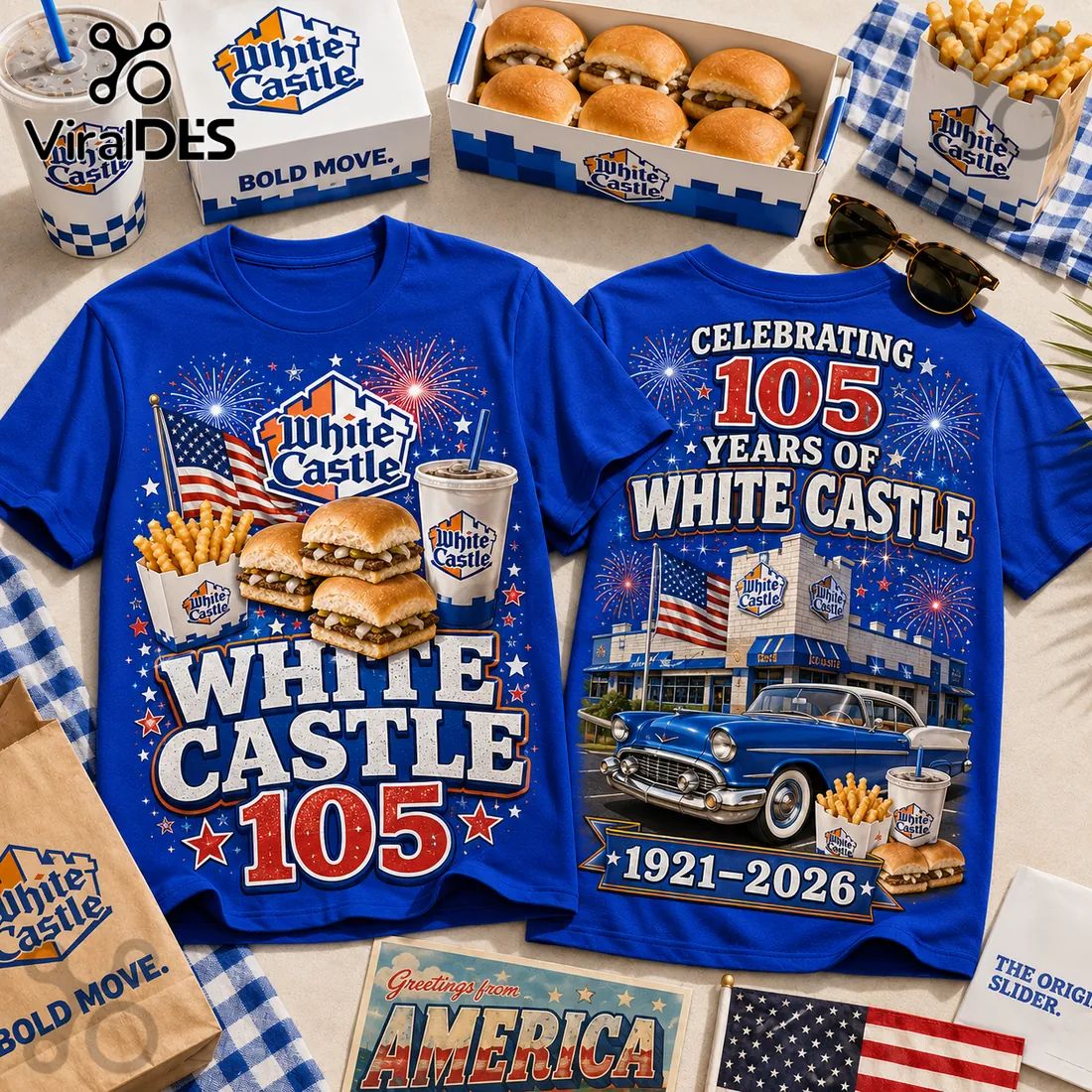 White Castle 105th Anniversary Royal Blue - Adult & Kids T-Shirts, Sweatshirts & Hoodies apparel design preview 1