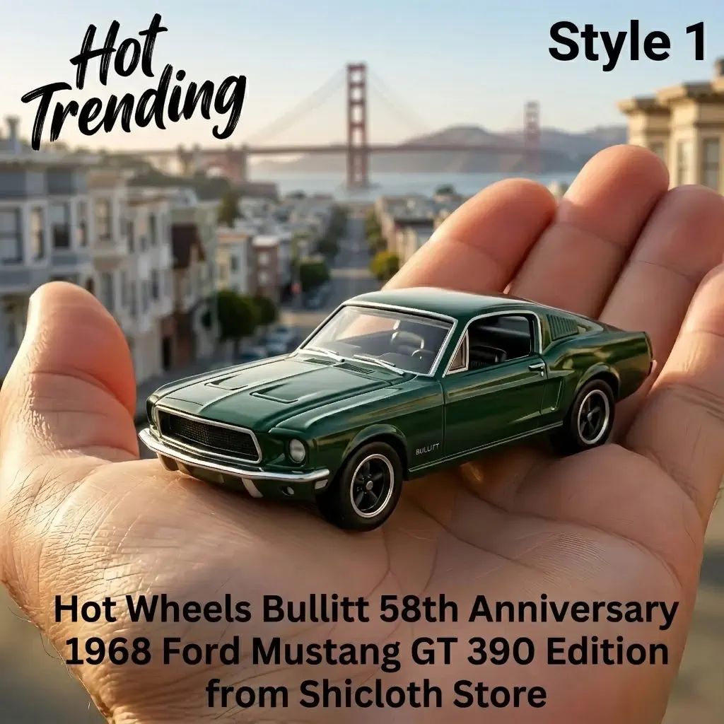 Wheels Bullitt 58th Anniversary 1968 Ford Mustang GT - Adult & Kids T-Shirts, Sweatshirts & Hoodies apparel design preview 1