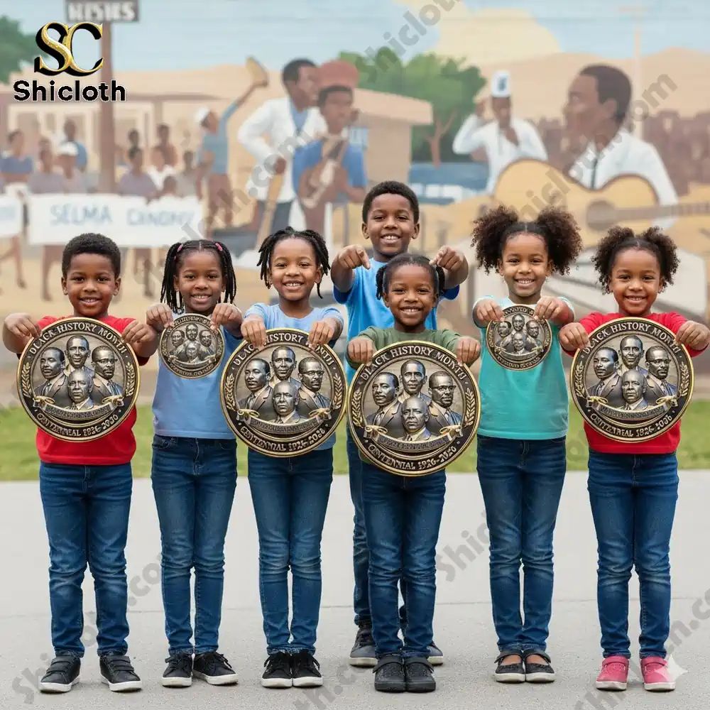 Black History Month Centennial Commemorative Coin - Adult & Kids T-Shirts, Sweatshirts & Hoodies apparel design preview 1