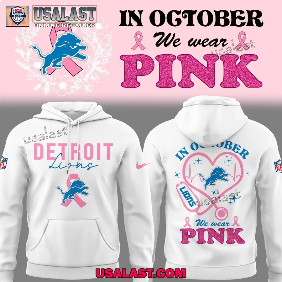 Detroit Lions 2025 In October We Wear Pink - Adult & Kids T-Shirts, Sweatshirts & Hoodies apparel design preview 1