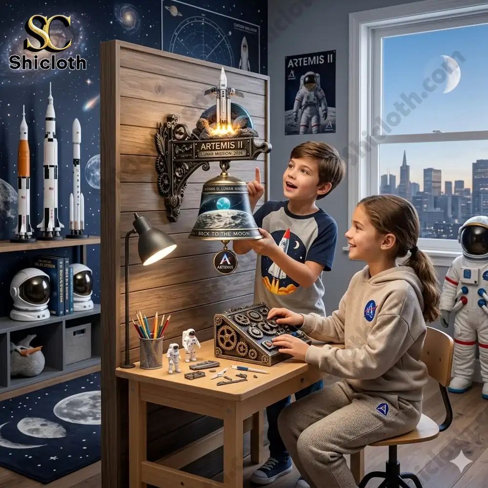 Artemis II Lunar Mission Commemorative Doorbell Wall - Adult & Kids T-Shirts, Sweatshirts & Hoodies apparel design preview 1