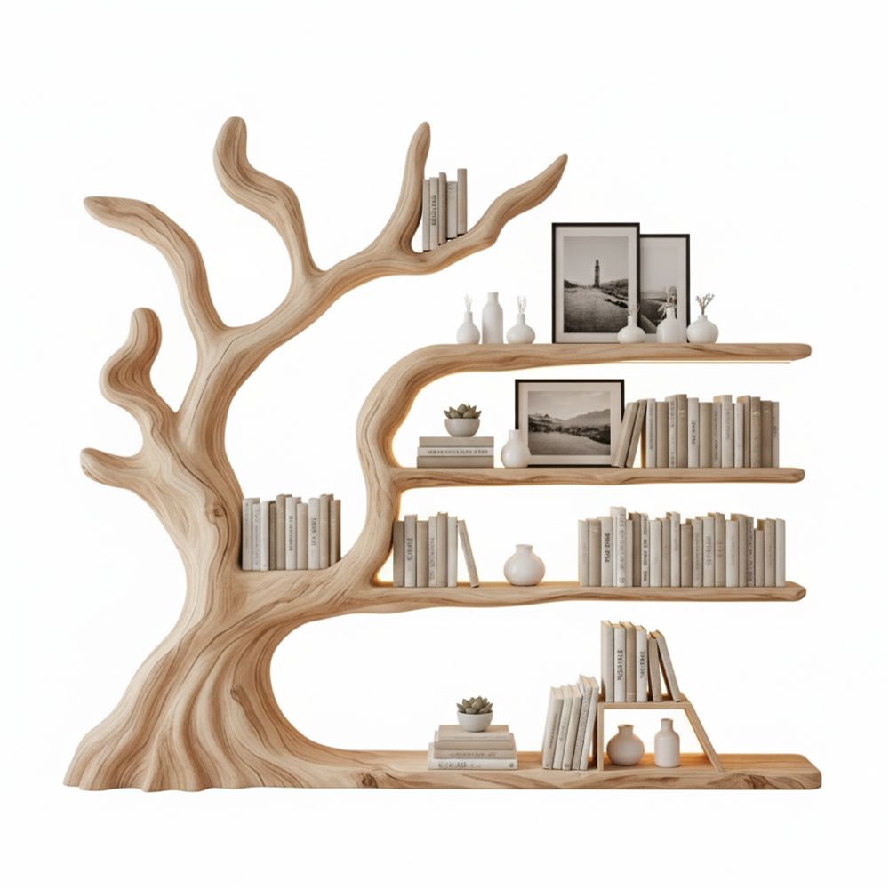 Rustic Tree Bookshelf Handmade Wall-Mounted Shelf - Adult & Kids T-Shirts, Sweatshirts & Hoodies apparel design preview 1