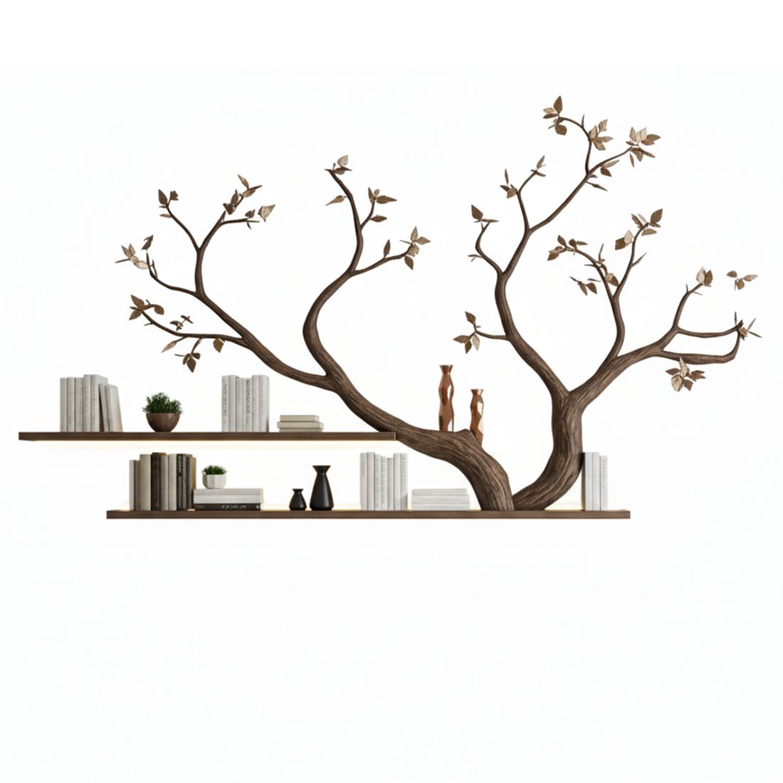 Handcrafted Tree Branch Bookshelf Nature-Inspired - Adult & Kids T-Shirts, Sweatshirts & Hoodies apparel design preview 1