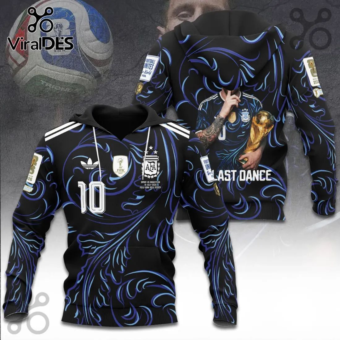 Argentina National Team Messi 2026 World Cup Black - Adult & Kids T-Shirts, Sweatshirts & Hoodies apparel design preview 1