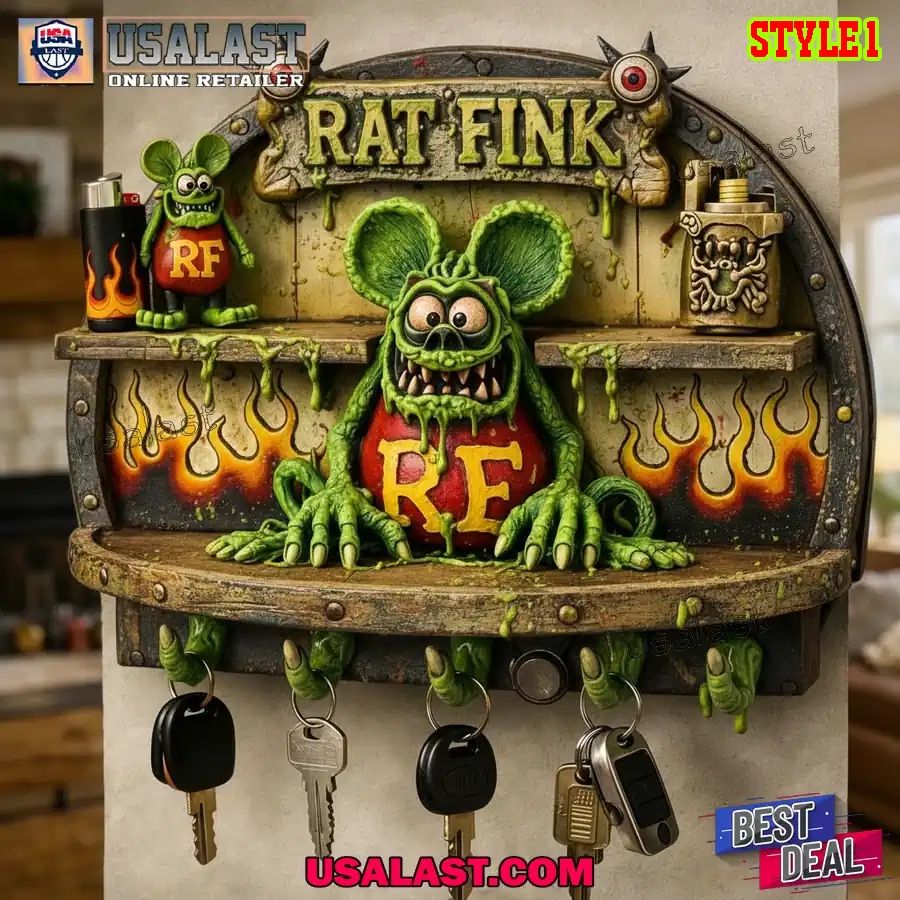 Rat Fink Garage Key Holder - Adult & Kids T-Shirts, Sweatshirts & Hoodies apparel design preview 1
