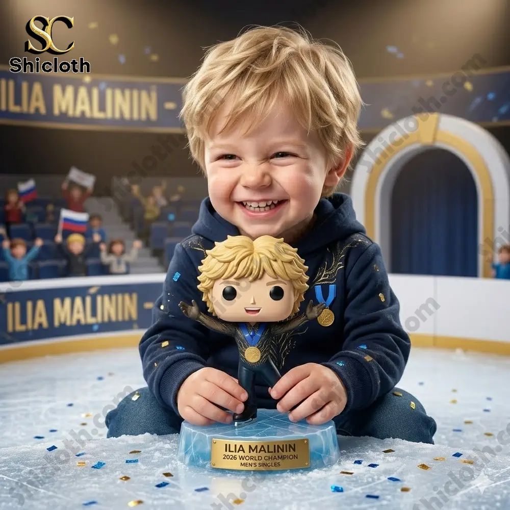Ilia Malinin 2026 World Champion Men's Singles Pop! - Adult & Kids T-Shirts, Sweatshirts & Hoodies apparel design preview 1