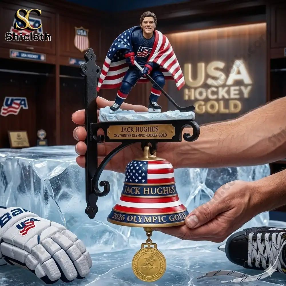 Jack Hughes 2026 Winter Olympic Gold Wall Bell - Adult & Kids T-Shirts, Sweatshirts & Hoodies apparel design preview 1