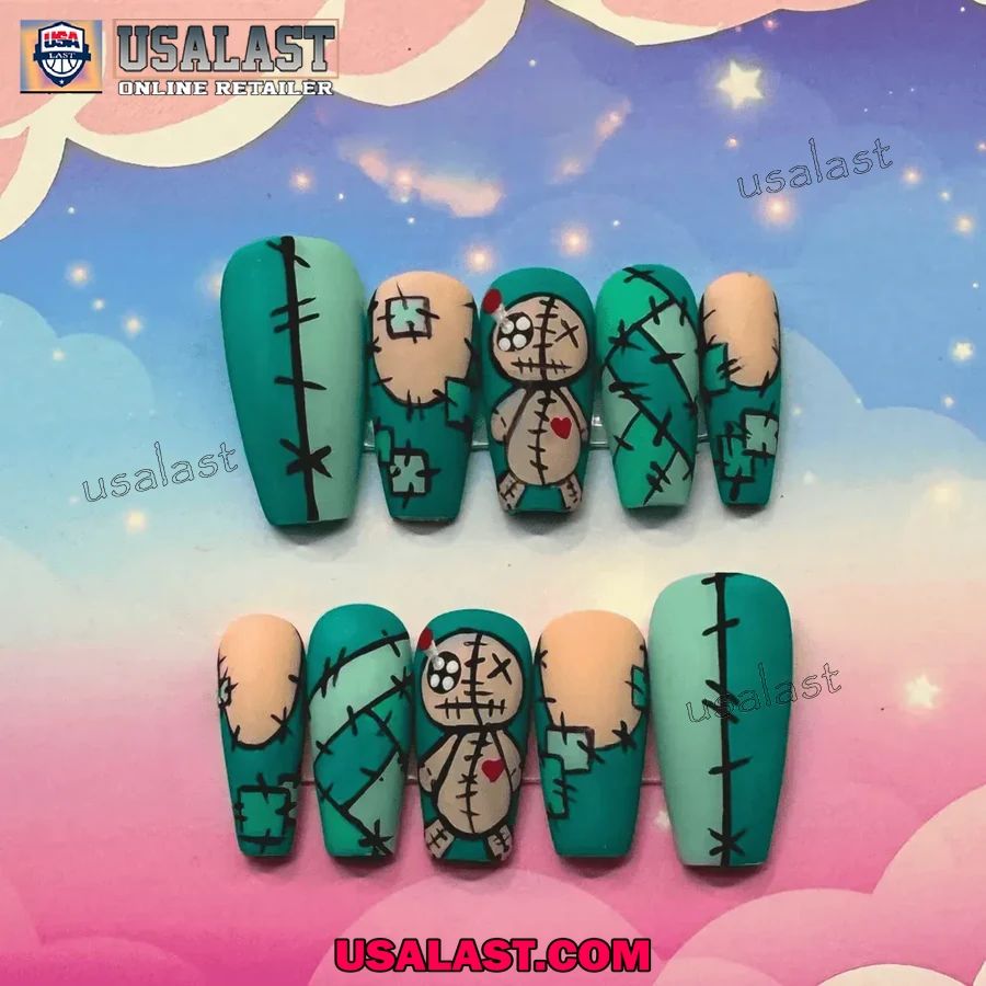 Voodoo Doll Halloween Press On Nails - Adult & Kids T-Shirts, Sweatshirts & Hoodies apparel design preview 1