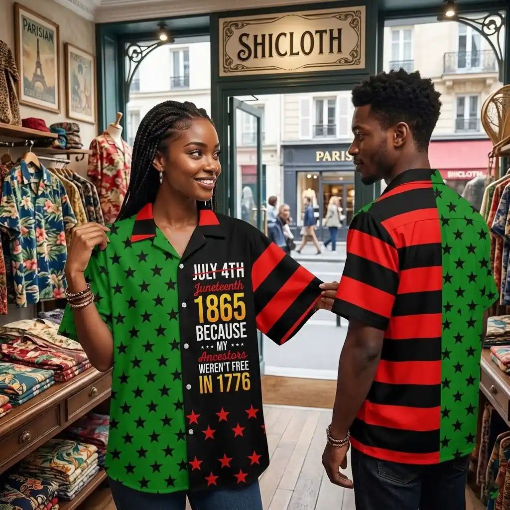 July 4th Juneteenth 1865 Because My Ancestors Weren't - Adult & Kids T-Shirts, Sweatshirts & Hoodies apparel design preview 1