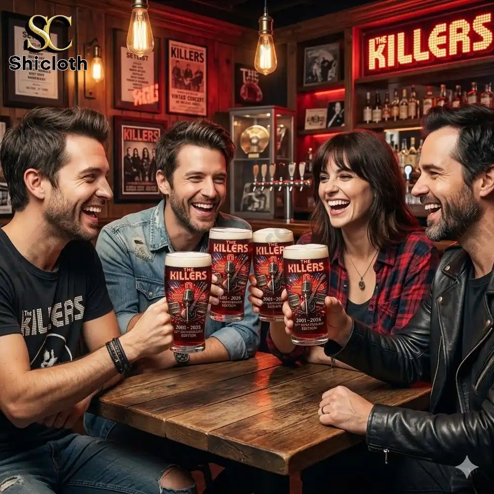 The Killers 25th Anniversary 3D Beer Glass - Adult & Kids T-Shirts, Sweatshirts & Hoodies apparel design preview 1