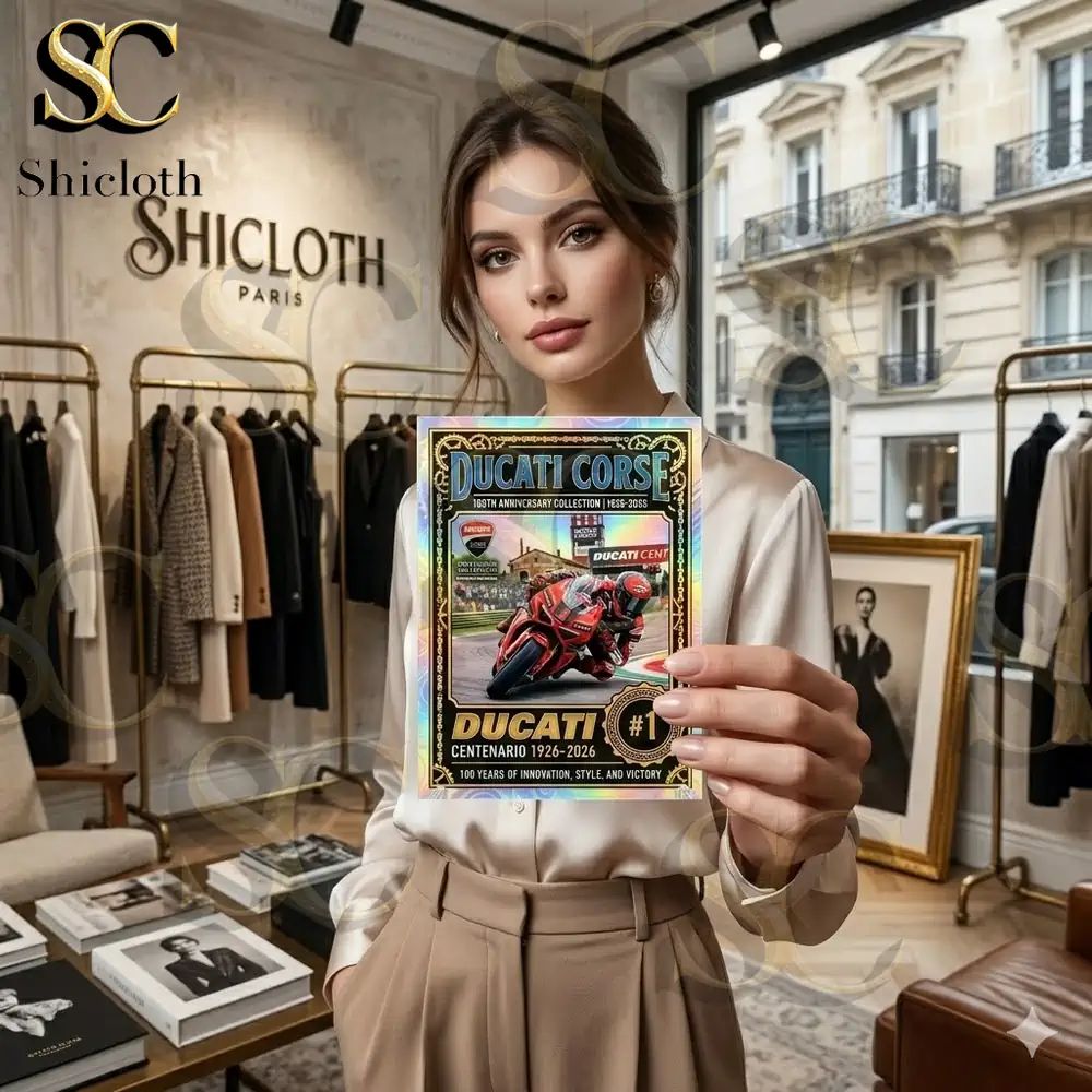 Ducati 100th Anniversary Holographic Trading Card - Adult & Kids T-Shirts, Sweatshirts & Hoodies apparel design preview 1