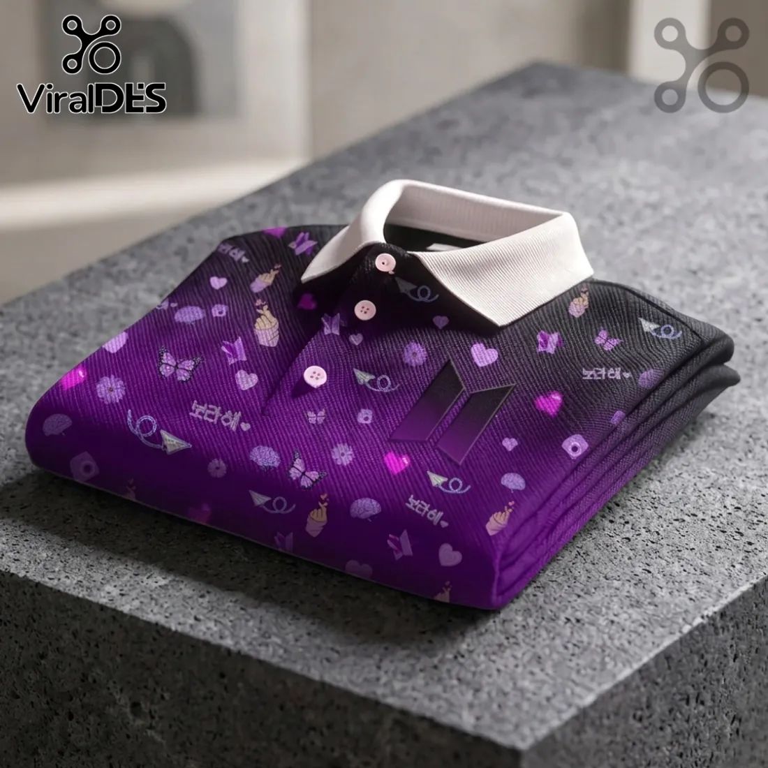 BTS Purple Pattern Personalized Polo - Adult & Kids T-Shirts, Sweatshirts & Hoodies apparel design preview 1