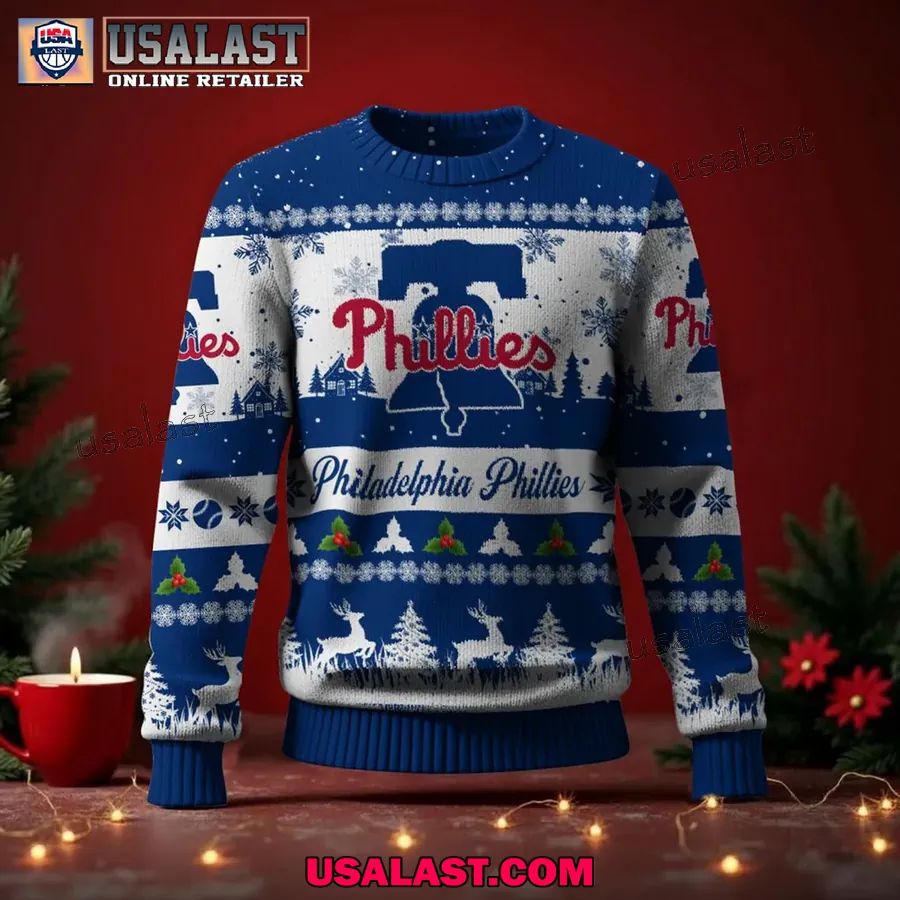 Philadelphia Phillies Ugly Christmas Sweater Jumper - Adult & Kids T-Shirts, Sweatshirts & Hoodies apparel design preview 1
