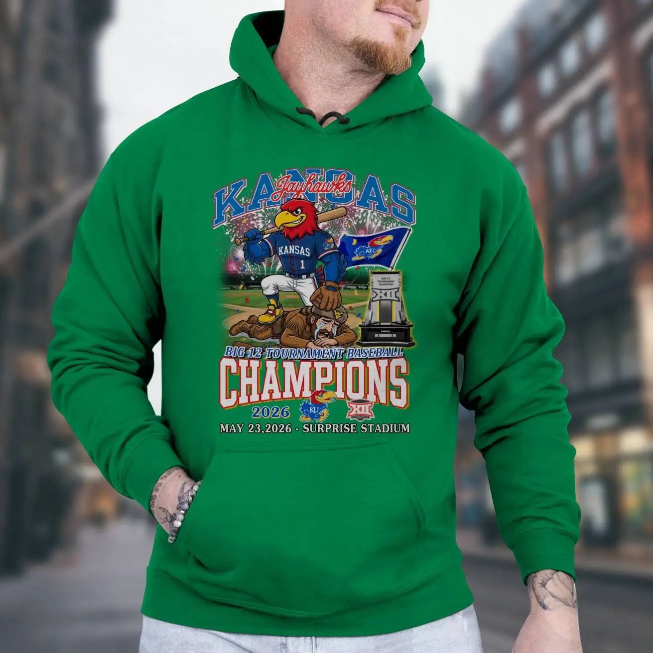 Kansas Jayhawks Big 12 Tournament Baseball Champions - Adult & Kids T-Shirts, Sweatshirts & Hoodies apparel design preview 1