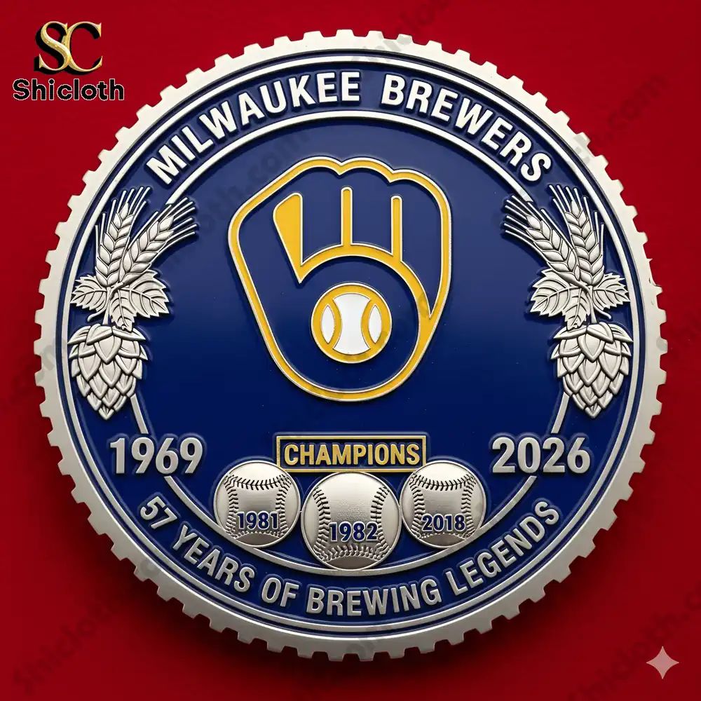 Milwaukee Brewers 57th Anniversary Commemorative Coin - Adult & Kids T-Shirts, Sweatshirts & Hoodies apparel design preview 1