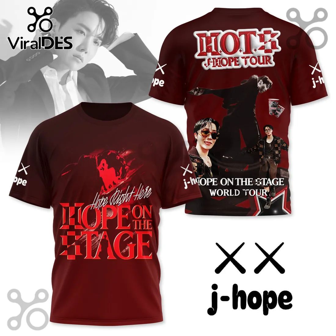 J-Hope Hope On The Stage Tour Maroon - Adult & Kids T-Shirts, Sweatshirts & Hoodies apparel design preview 1
