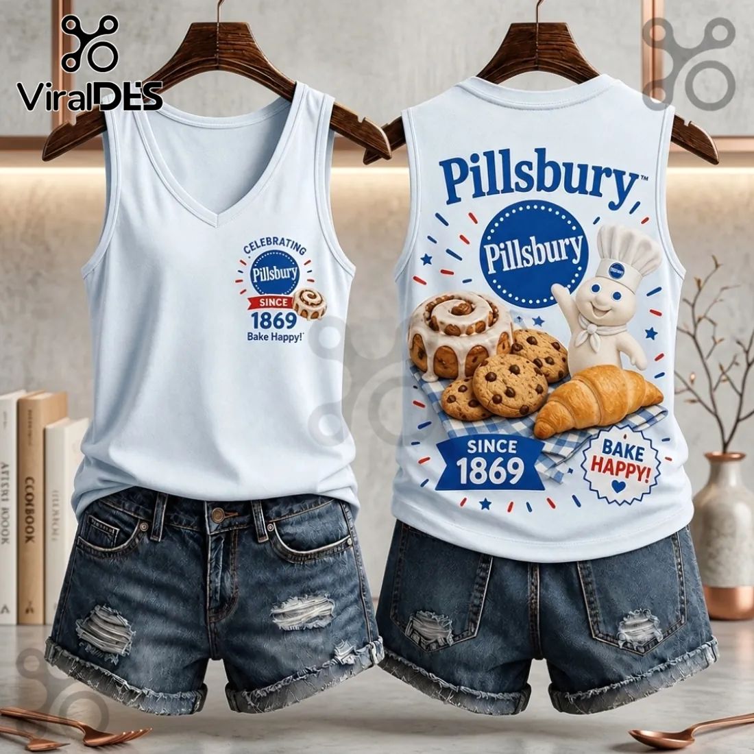 Pillsbury Doughboy Since 1869 V-Neck Tank Top - Adult & Kids T-Shirts, Sweatshirts & Hoodies apparel design preview 1