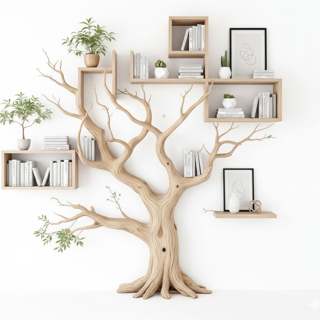 Handcrafted Tree Branch Bookshelf Rustic Wooden Wall - Adult & Kids T-Shirts, Sweatshirts & Hoodies apparel design preview 1