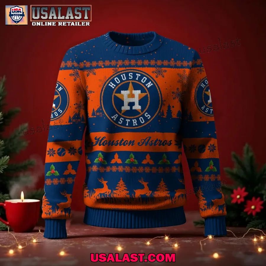 Houston Astros Ugly Christmas Sweater Jumper - Adult & Kids T-Shirts, Sweatshirts & Hoodies apparel design preview 1