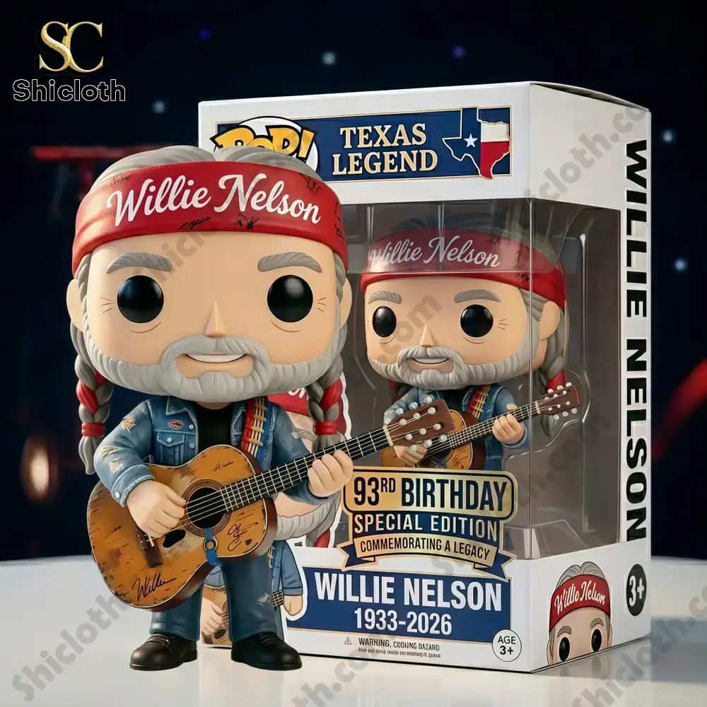Texas Legend Willie Nelson 93rd Birthday Pop! Figure - Adult & Kids T-Shirts, Sweatshirts & Hoodies apparel design preview 1