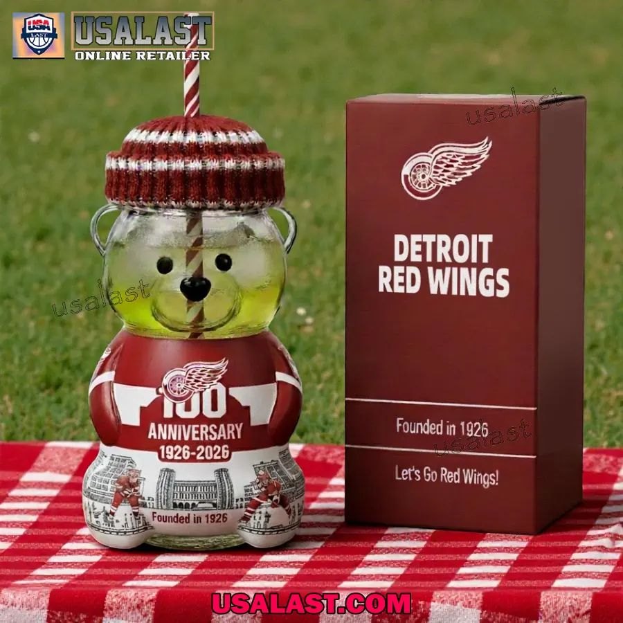 Detroit Red Wings 100th Anniversary Collectible Bear - Adult & Kids T-Shirts, Sweatshirts & Hoodies apparel design preview 1