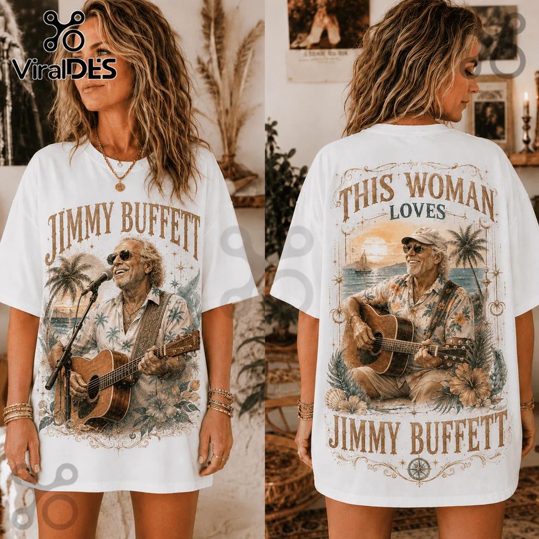 This Woman Loves Jimmy Buffett Vintage - Adult & Kids T-Shirts, Sweatshirts & Hoodies apparel design preview 1