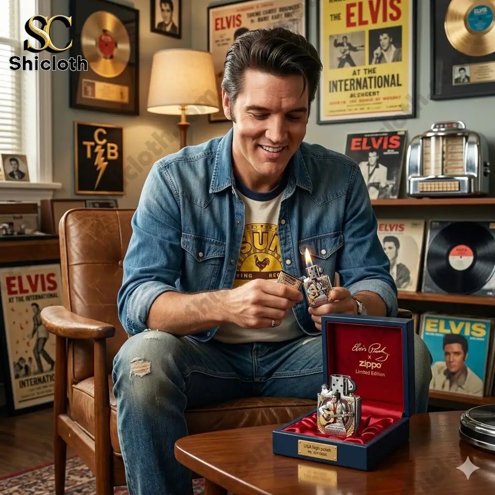 Elvis Presley 90th Anniversary 3D Zippo Lighter - Adult & Kids T-Shirts, Sweatshirts & Hoodies apparel design preview 1