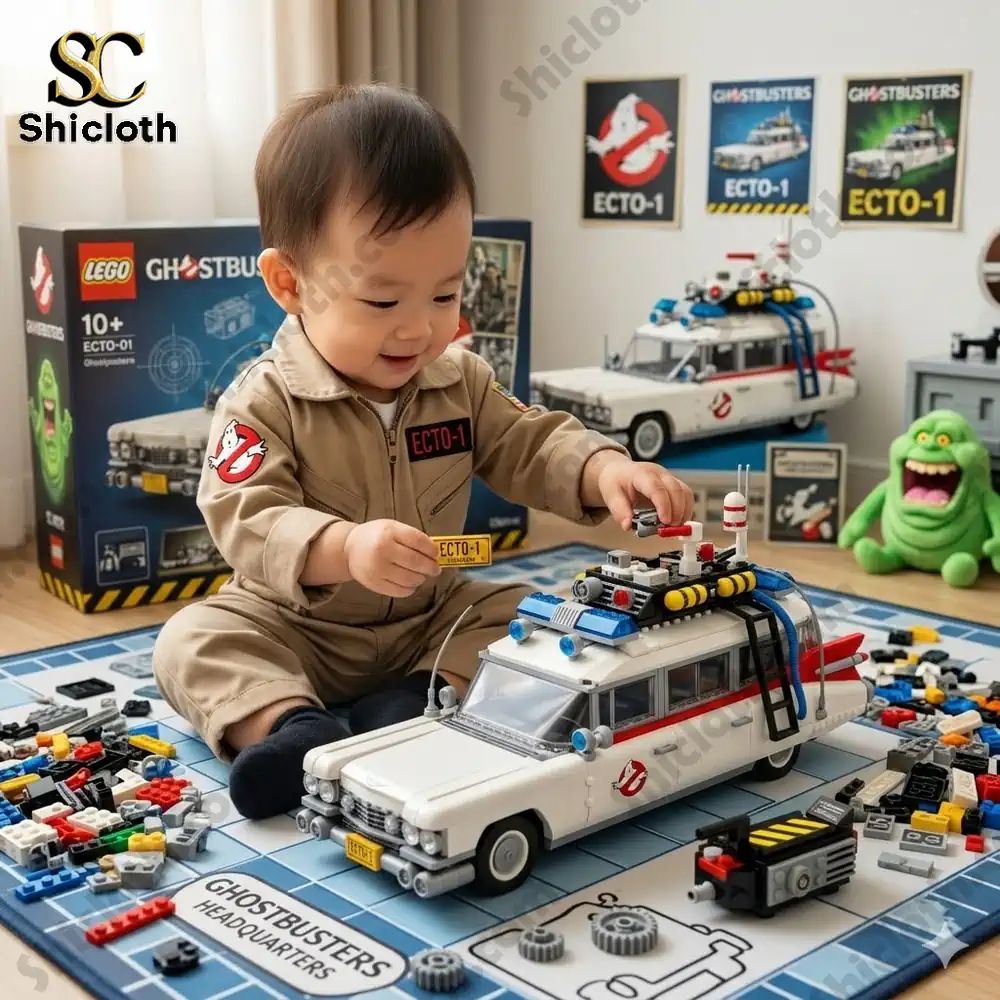 Ghostbusters Ecto-1 Building Brick Set - Adult & Kids T-Shirts, Sweatshirts & Hoodies apparel design preview 1