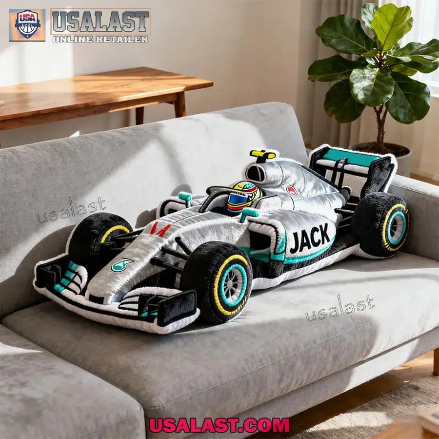 Personalized Silver F1 Racing Car Plush Pillow - Adult & Kids T-Shirts, Sweatshirts & Hoodies apparel design preview 1